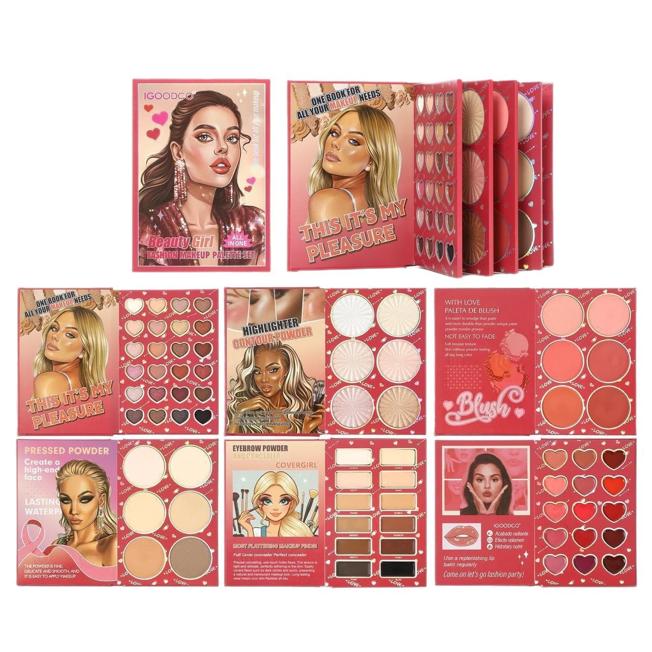 Foreign Trade Cross-Border New 6-Page Makeup Book Multi-Functional Eye Shadow Palette Matte Pearlescent Blush Highlighter Lipstick All in One