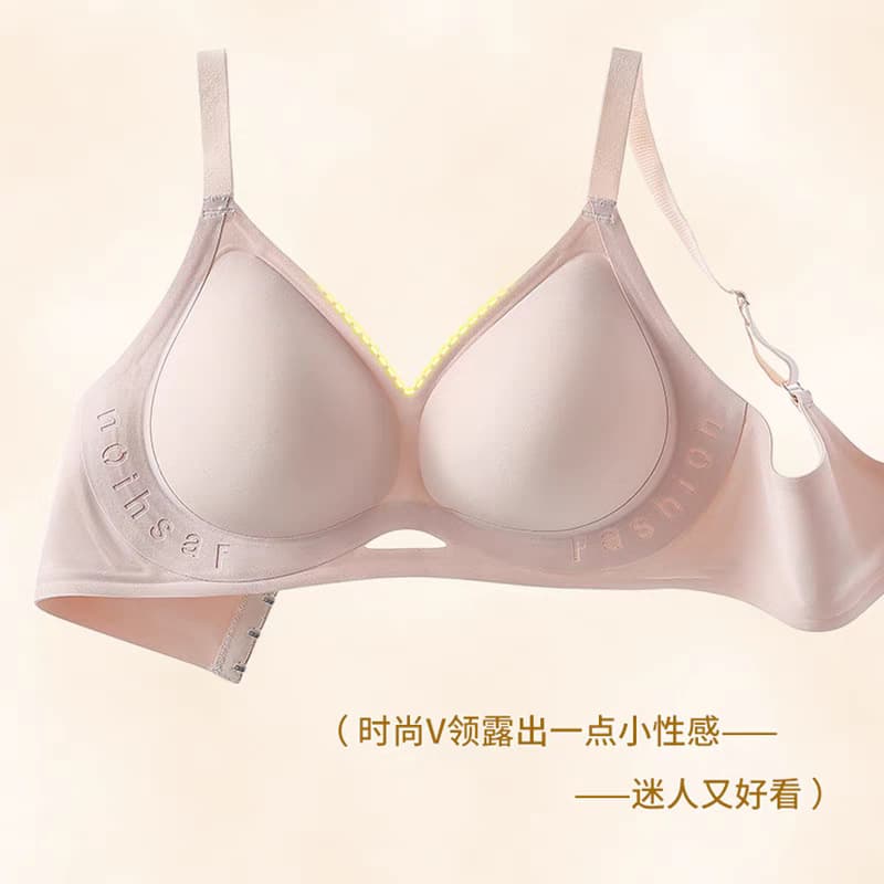 Jelly fixed cup underwear women large bust minimizing push-up side boob control lifting anti-sagging wireless seamless bra