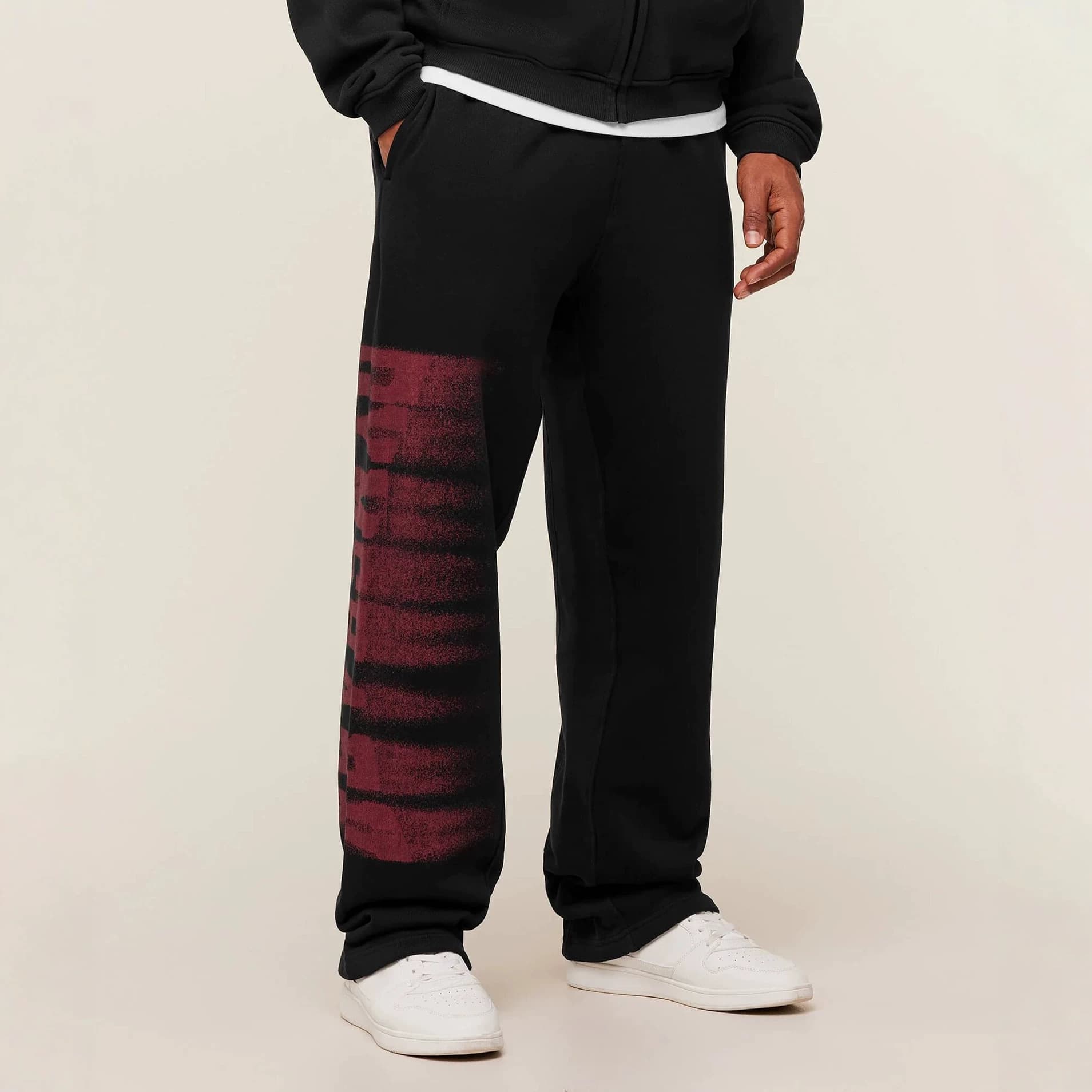 GYMSHARK New American Style Sweatpants Gym Bodybuilding Running Training Pants Cotton Terry Print Wide-Leg Trousers
