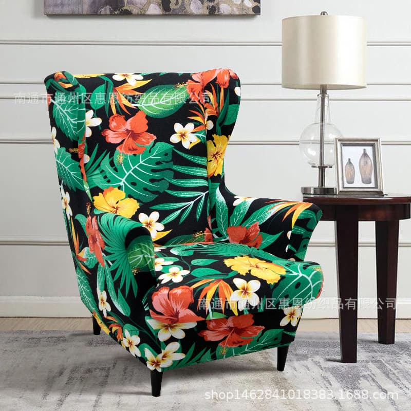 Cross-border Sofa Cover, Four-Season Printed Stretch Full-Cover Wingback Chair Cover