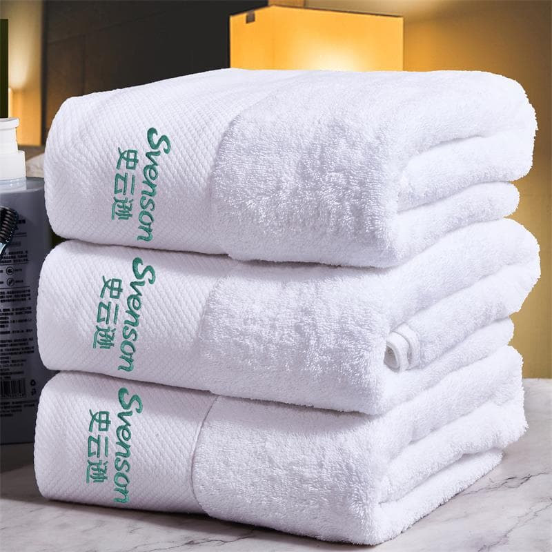 Five-Star Hotel Towels and Bath Towels, Pure Cotton Thickened for Hotels and Homestays, White Wholesale Customizable Club Towels