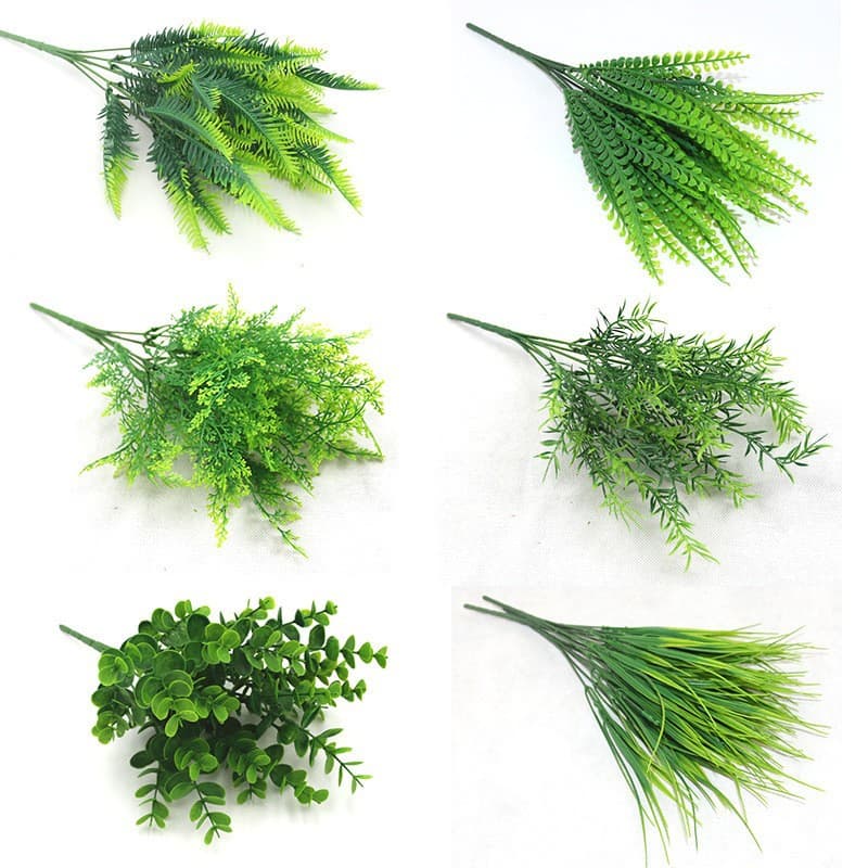 Artificial Plants for Green Wall 7-Branch Water Grass Plastic Fake Grass Persian Grass Plastic Fern Plants Wholesale