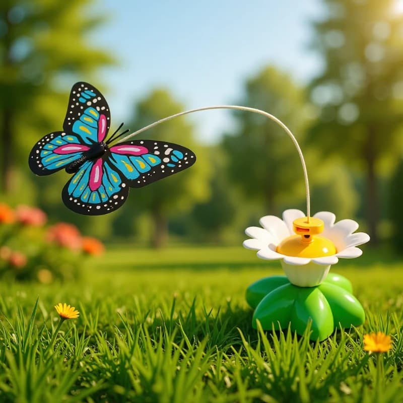 Electric Cat Toy Butterfly Teaser Stick Bee Flower Interactive Pet Toy For Cats Birds Flowers