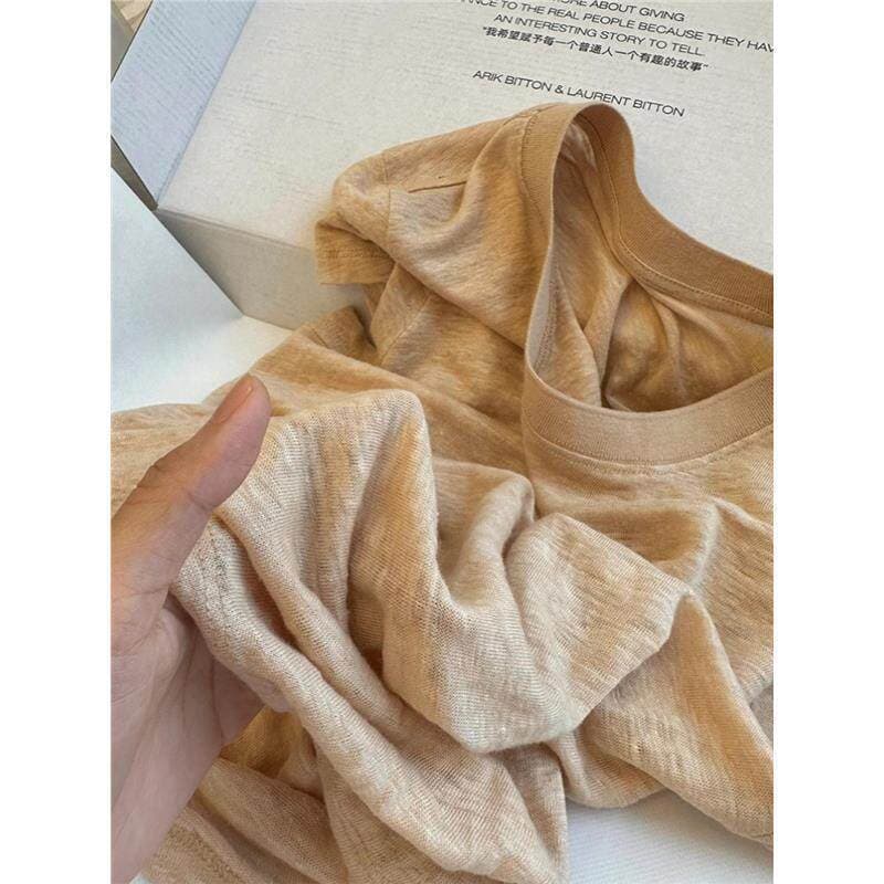 My Wife Loves It so Much! High-Quality French Imported Rain Dew Linen T-Shirt for Women, Short-Sleeved, Skin-Friendly, Cool-Feeling Top.