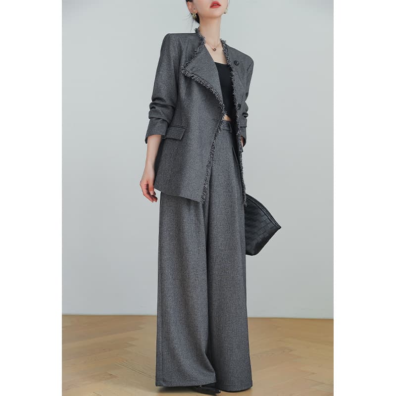 Autumn New Plus Size Women's Suit Set with Chic and Wide-Leg Pants, Two-Piece Set 25113