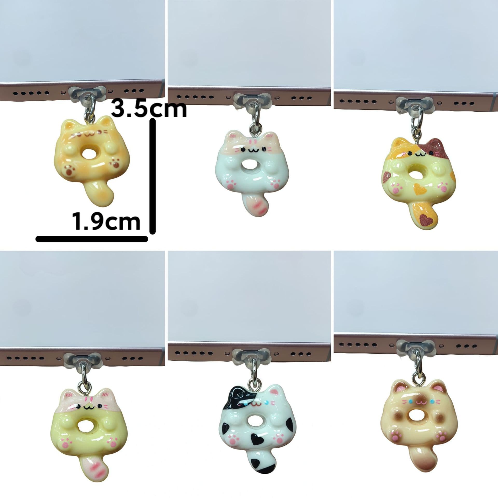 Donut Cute Cat Phone Dust Plug Pendant for iPhone 4-17, Huawei Android Port