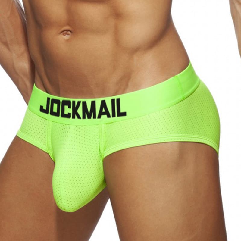 Men's Breathable Mesh Underwear JOCKMAIL 2022 Sport Fitness Low Waist Nylon Briefs Anti-Bacterial Shaping Low Riding Shorts