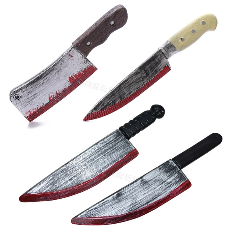 Factory Direct Halloween Performance Prop Bloody Knife Fruit Knife Kitchen Knife Simulation Plastic Knife