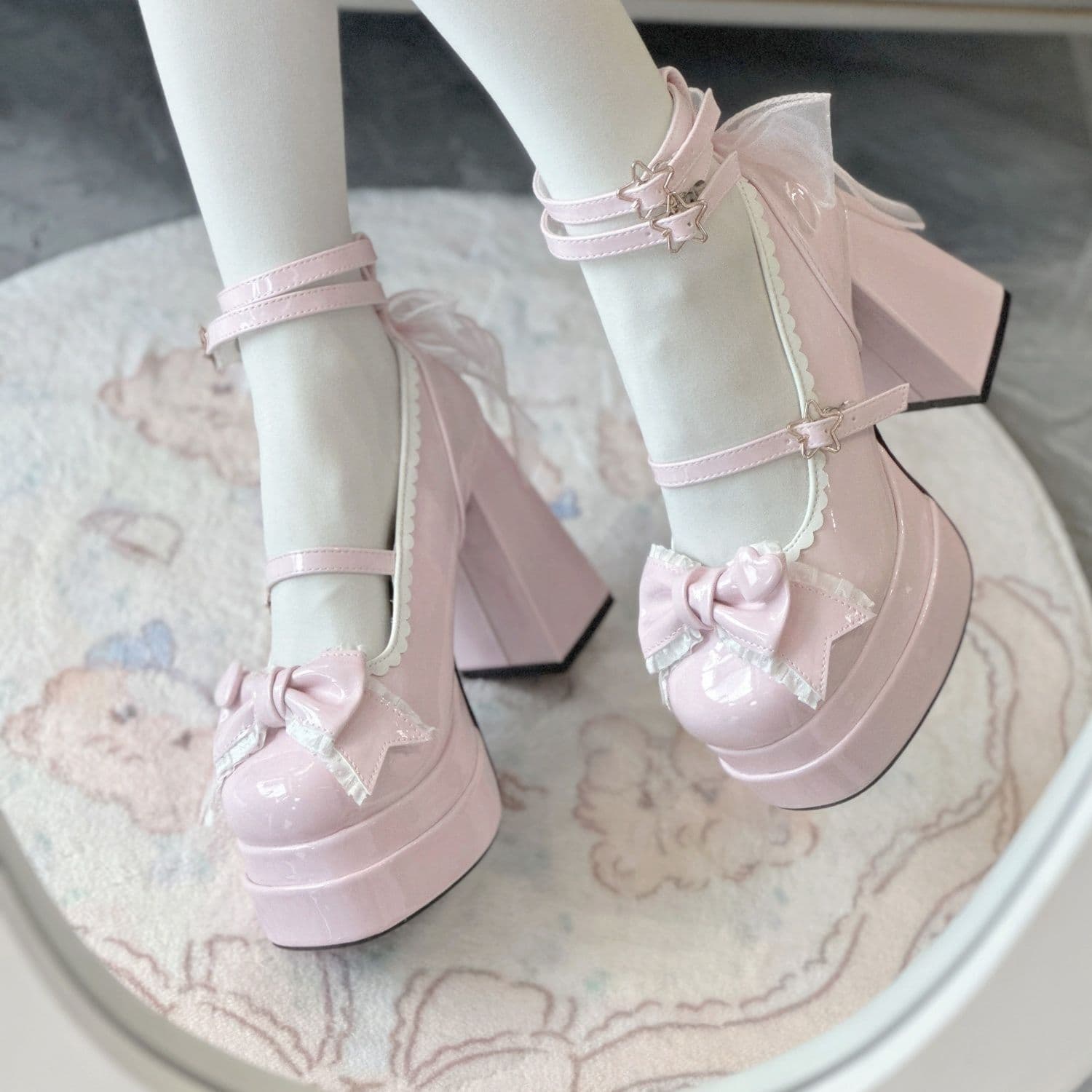 Sweet Japanese JK Lolita shoes round toe 2025 cute girl Lolita shoes high heels waterproof platform Mary Jane