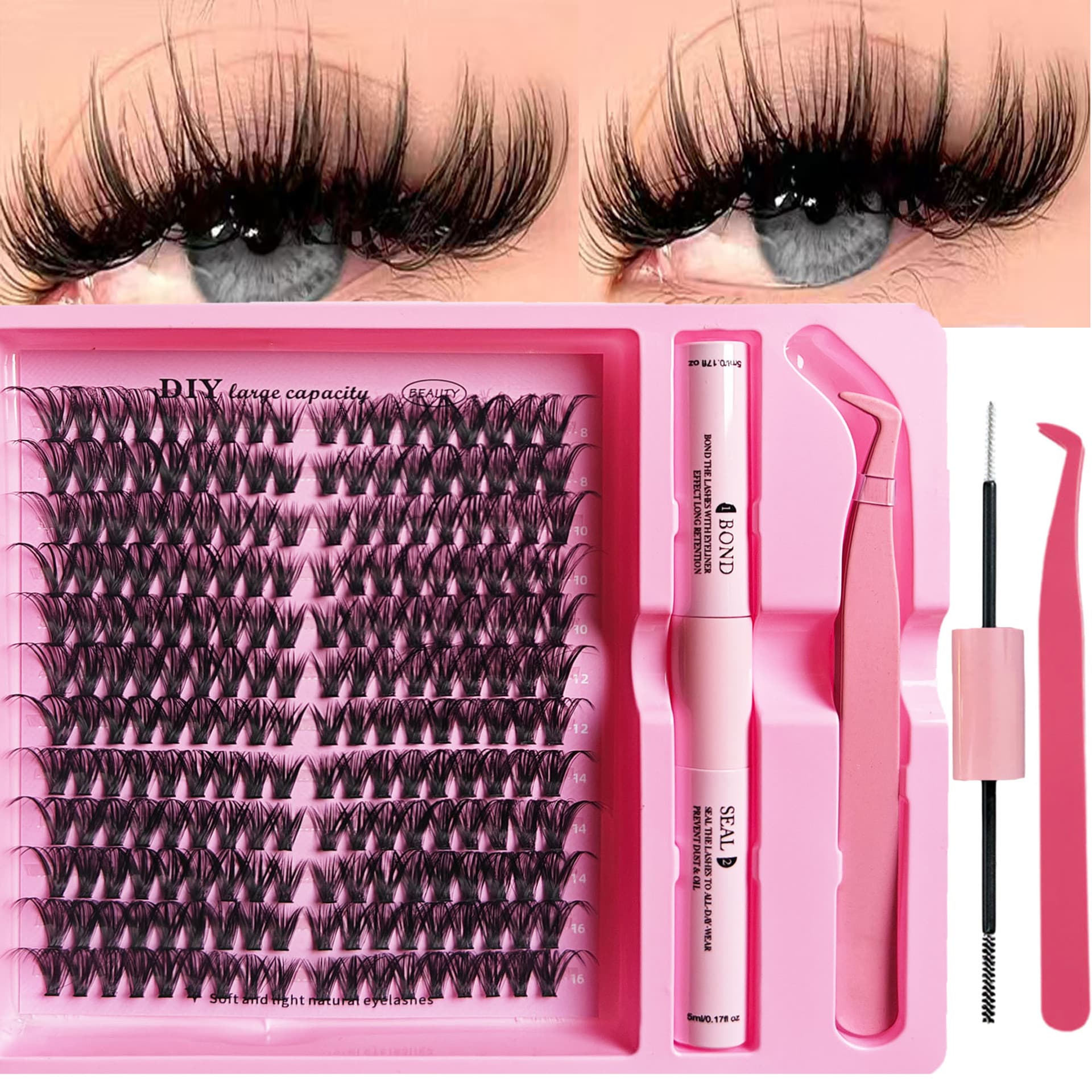 Fox Eyelash Cluster Extension 30D40D Glue Set DIYLashesExtension False Eyelashes Cat Type Curl