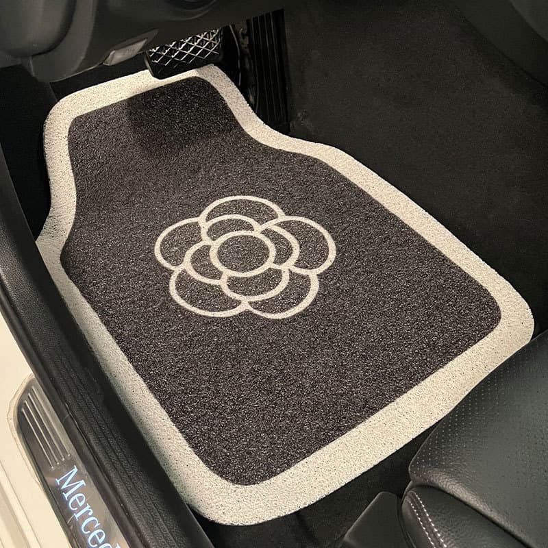 Luxury Camellia Silk Loop Universal Car Floor Mat, Anti-Stain Car Interior Carpet, Decorative Car Mat, Foot Mat, Cross-border Wholesale