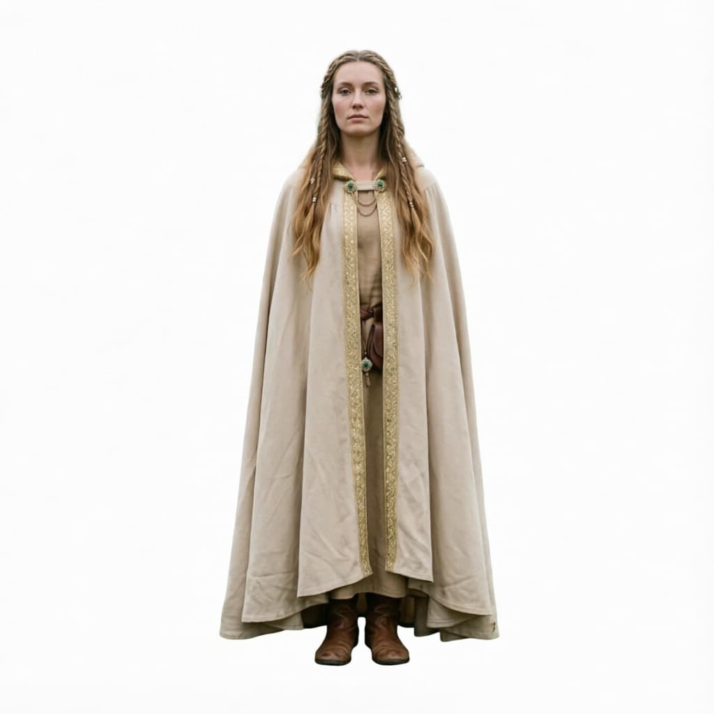 New Summer Gold-Trim Hooded Cape Cloak Shawl Medieval Renaissance Halloween Cosplay Costume