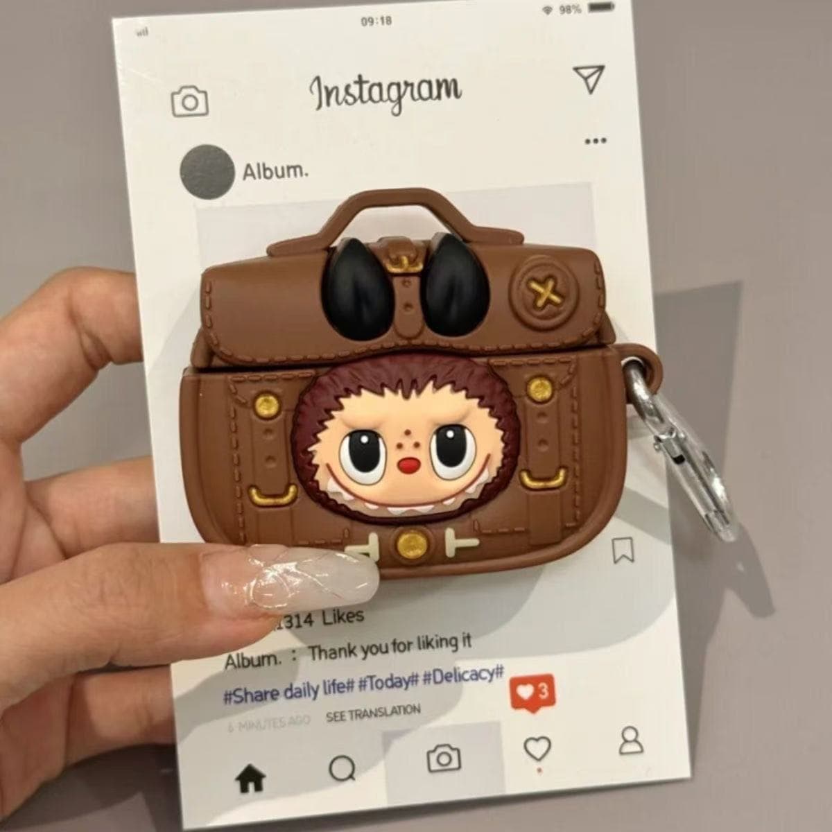 Cartoon Labubu Case Compatible with AirPods 4th Gen, 2nd Gen, 3rd Gen, Pro 2 Apple Bluetooth Earbuds Shell