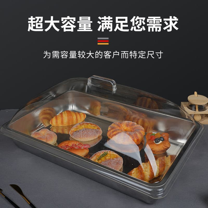 Stainless Steel Tray with Lid Display Tray, Deli Cold Food Display Tray with Cover, Supermarket Fresh Anti-Fly Preservation Tray