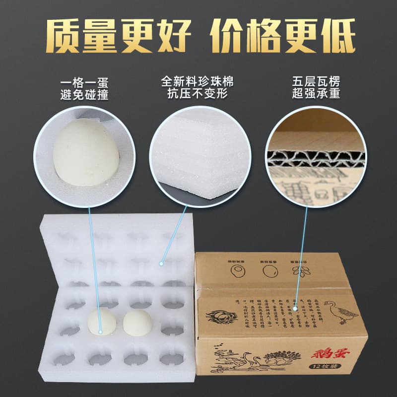 Factory 12-Piece Pearl Cotton Goose Egg Packaging Box, Foam Shockproof and Drop-Proof Egg Tray for Express Shipping and Transport