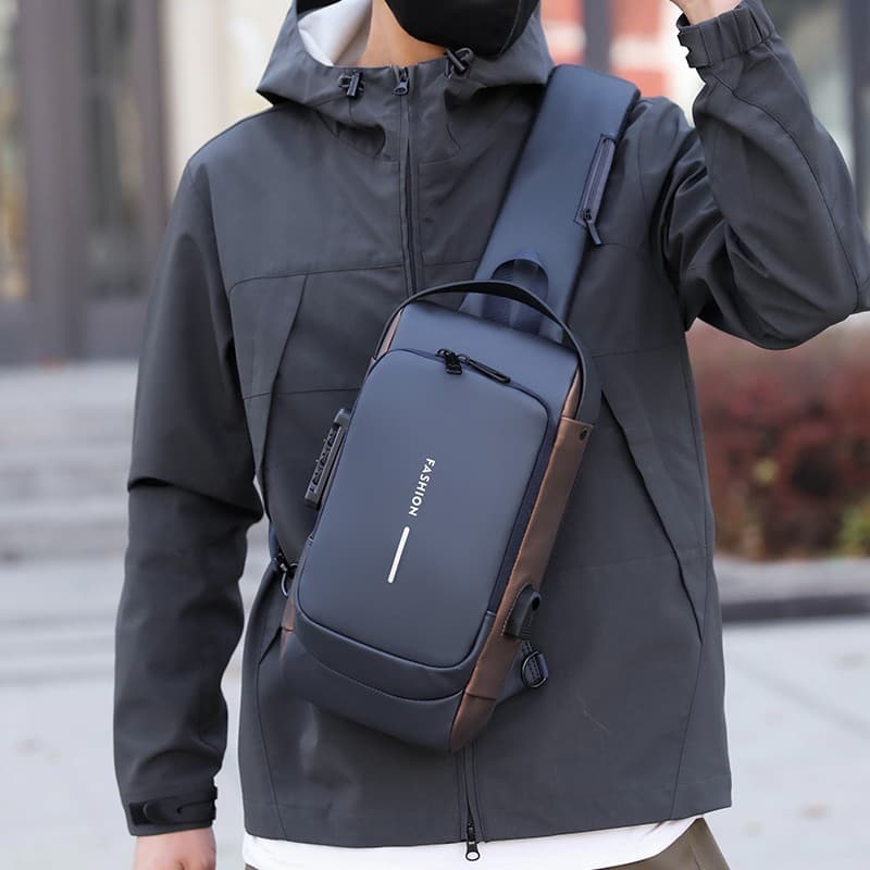 Men's Chest Bag with Combination Lock, Anti-Theft Shoulder Bag, Customizable Crossbody Bag, Waist Bag, Business Handbag Small Bag Wholesale