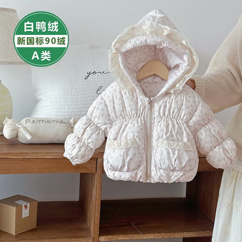 Baby Winter Down Jacket for Girls, Cute Floral Down Coat, New Style Kids' Princess Outwear