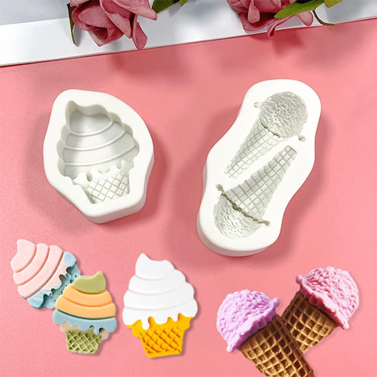 Simulated ice cream microphone cone shape chocolate baking cup cake decoration fondant clay silicone mold