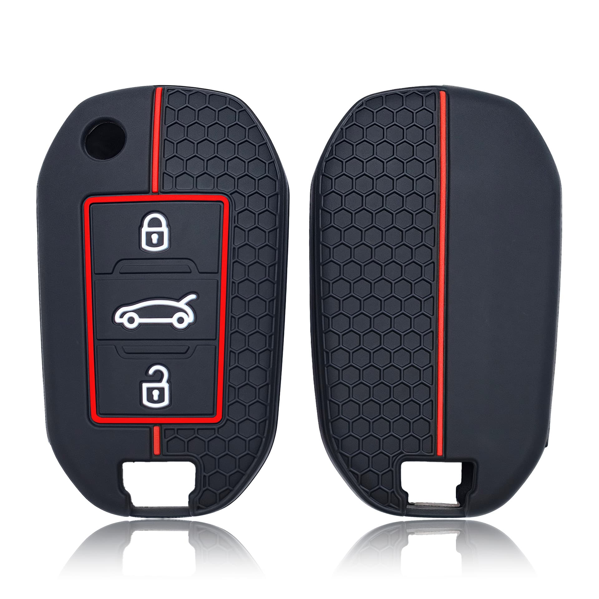 For Peugeot 301 3008 508 Folding Key Case Citroen Elysee C3 C4L Honeycomb Pattern Silicone Cover