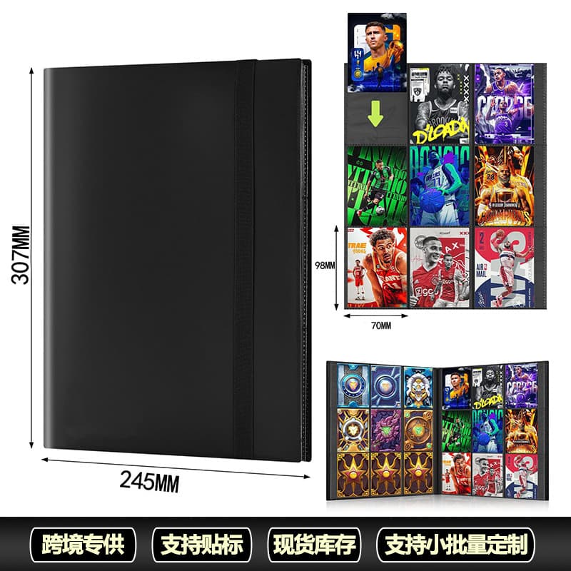 Spot nine-square grid strap card book, acid-free card pocket Pokémon Yu-Gi-Oh! anime small card book, large capacity