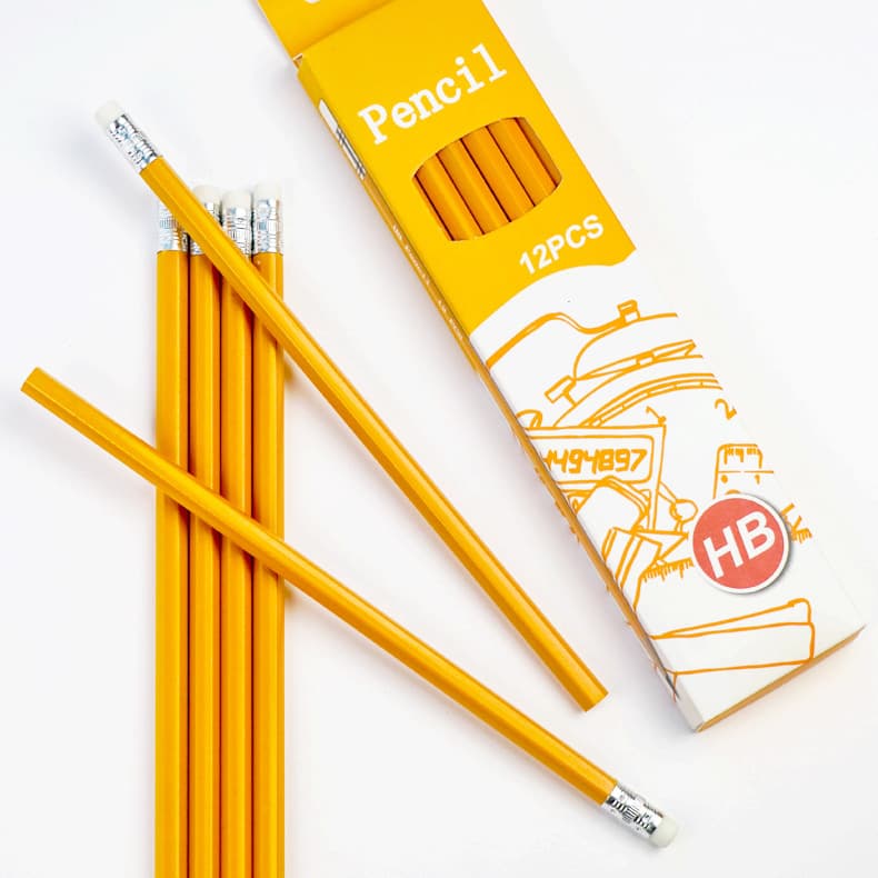 Plastic HB Pencil with Eraser, Hexagonal Shaft, Yellow Box Pack, Student-Specific, Factory Direct Wholesale