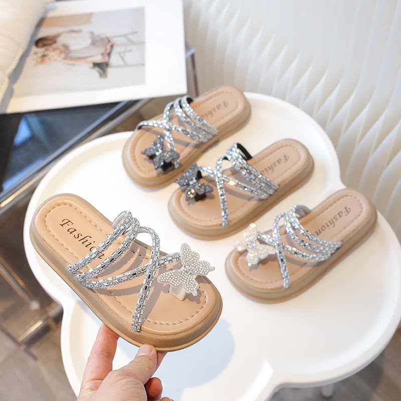 Girls' Non-Slip Sandals, Fashion Summer Casual Slippers for Outdoor Wear, Soft Sole for Toddlers and Kids, Princess Shoes