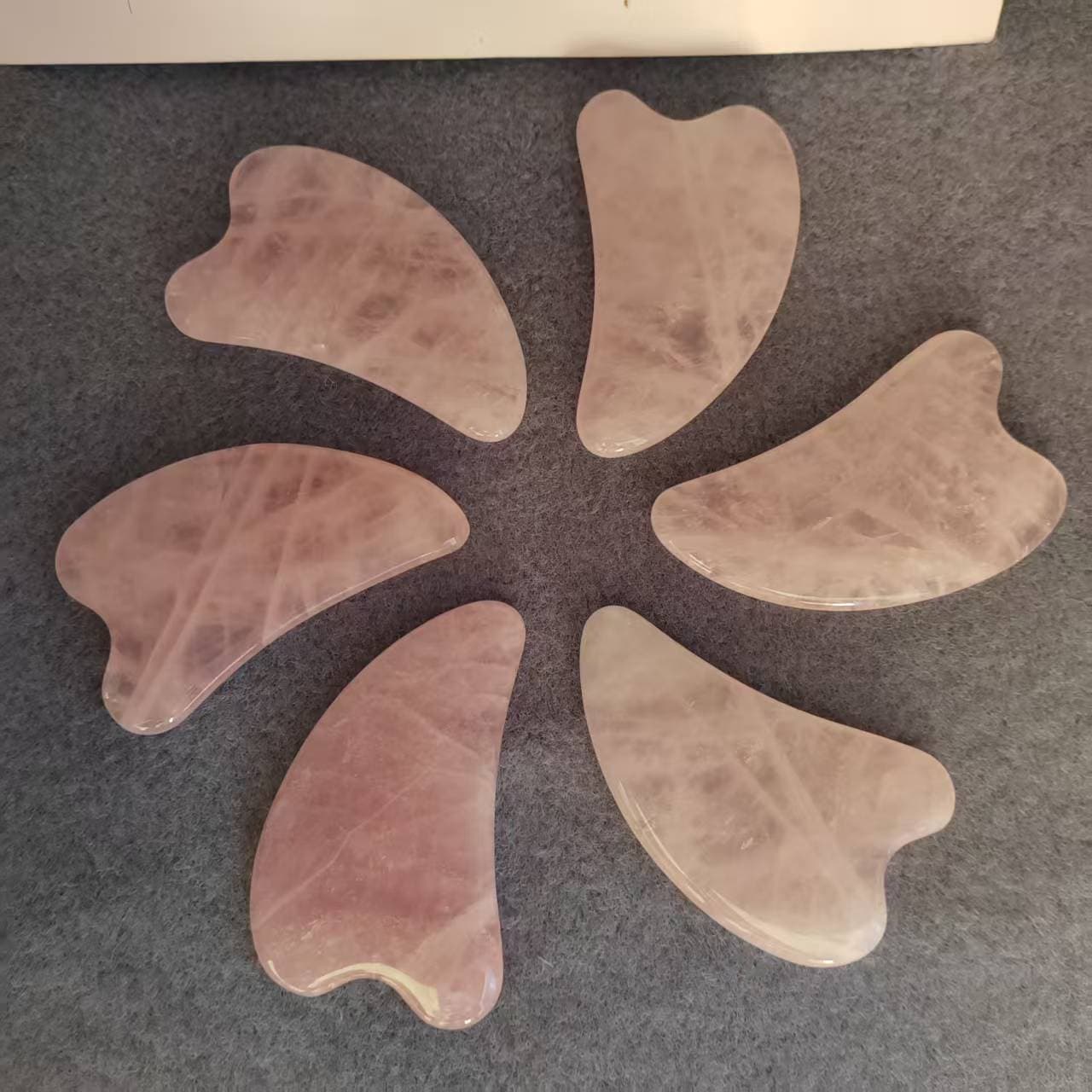 Natural Pink Crystal Jade Dolphin Gua Sha Board Crystal Jade Large V Massage Gua Sha Piece Stone Gua Sha