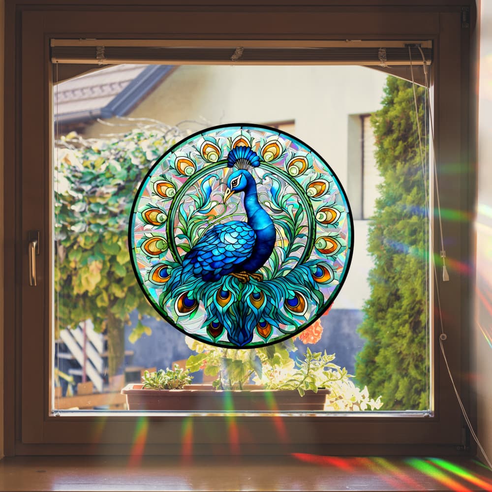 XCBL221 Cross-border Stained Glass Sticker Sun Catcher Double-sided Colorful Laser Glass Sticker