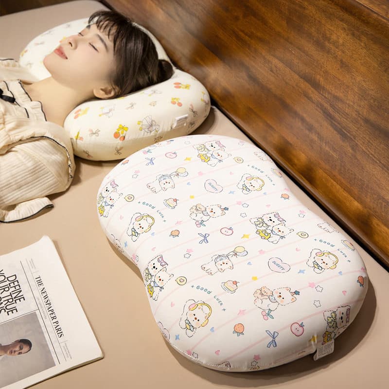 Summer Cute Cartoon Ice Silk Cat Belly Pillow Slow Rebound Memory Foam Sleep Aid Office Nap Pillow Back Cushion
