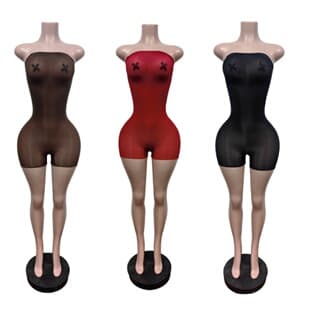 New Strapless Silk Short Jumpsuit 88707 In Stock European and American Cross-Border Hot Sale High Elastic Sleeveless Strapless Jumpsuit