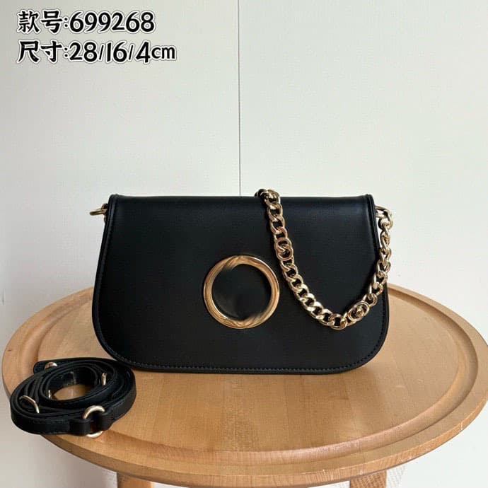 G Blondie Full Leather Flap Bag, Underarm Handbag, Shoulder Bag, Crossbody Bag