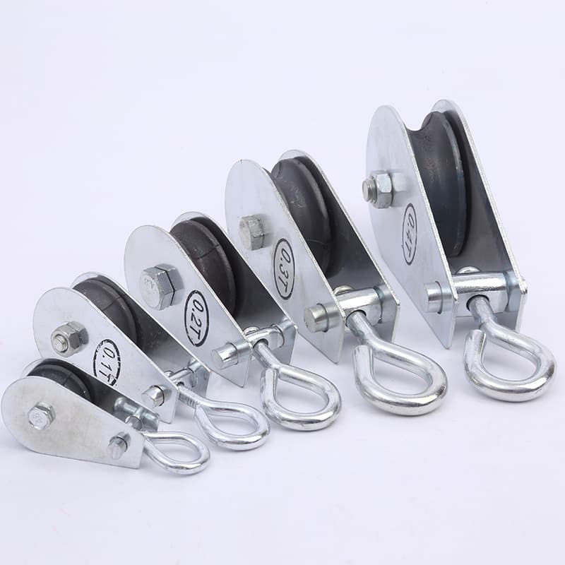 Wholesale Miniature Trolley Pulley Cable Ring Pulley Carbon Steel Lifting Pulley Wire Rope Pulley Block