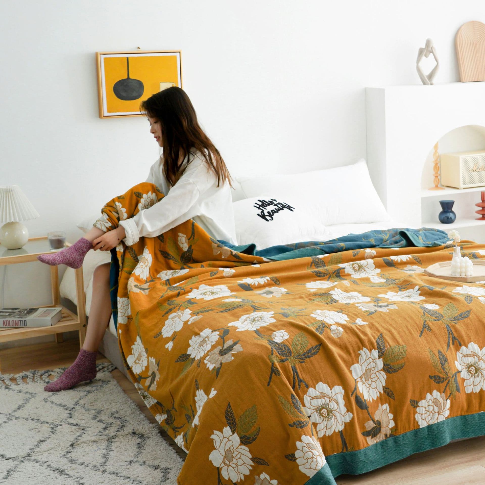 Towel Blanket Manufacturer Wholesale Five-Layer Cotton Gauze All-Season Single/Double Bed Blanket Office Nap Air Conditioning Quilt Thickened Version