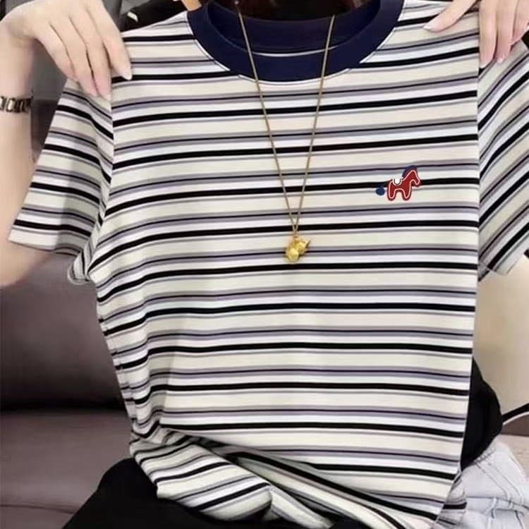 Douyin popular women's short-sleeved new style mother middle-aged loose high-end small shirt middle-aged women's t-shirt short-sleeved