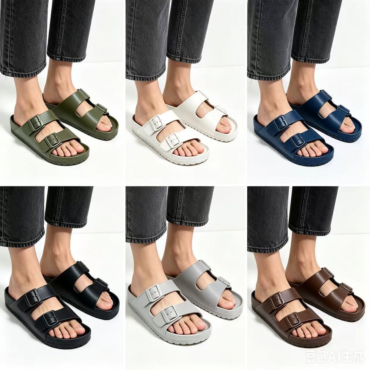 Birkenstock Arizona Women's Summer EVA Sandals with Double Buckle, Waterproof, Non-Slip, Ultra-Light Beach Sandals for Men