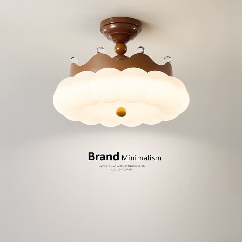 2026 New French Vintage Bedroom Chandelier, Full Spectrum Crown Ceiling Light for Boys and Girls, Cream Style