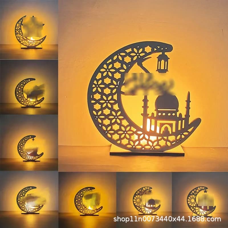 New Wooden Moon Stars LED Ornaments Crafts LED Home Decoration DIY Handmade Gifts