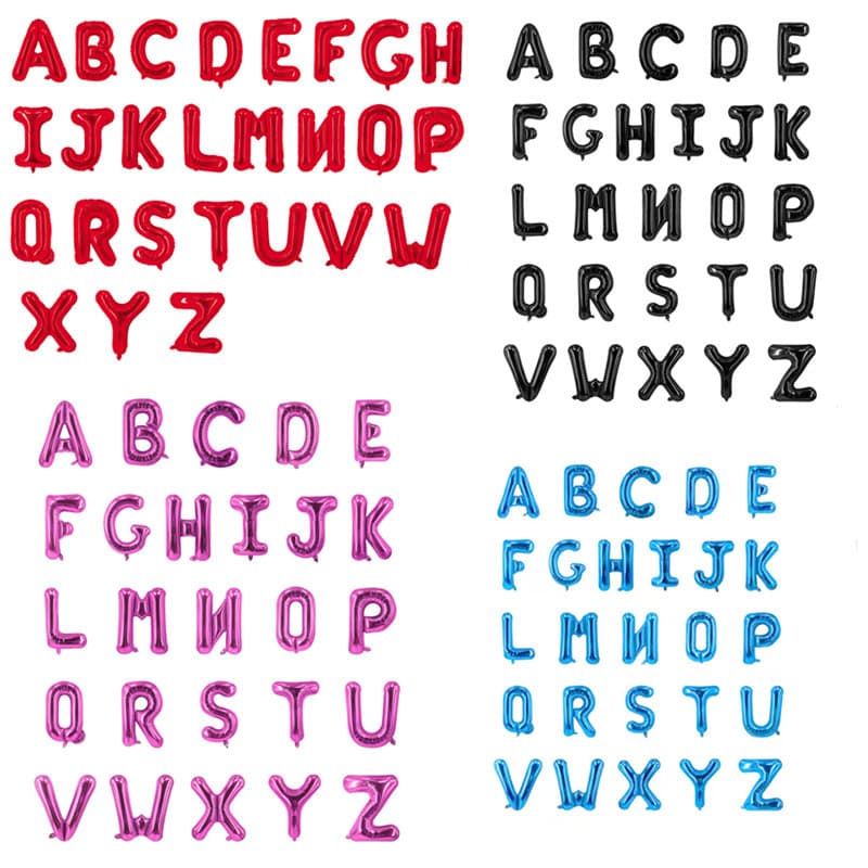 16 inch US Letter Aluminum Foil Balloon Red Rose Red Black Letter Wedding Decoration Aluminum Balloon Wholesale