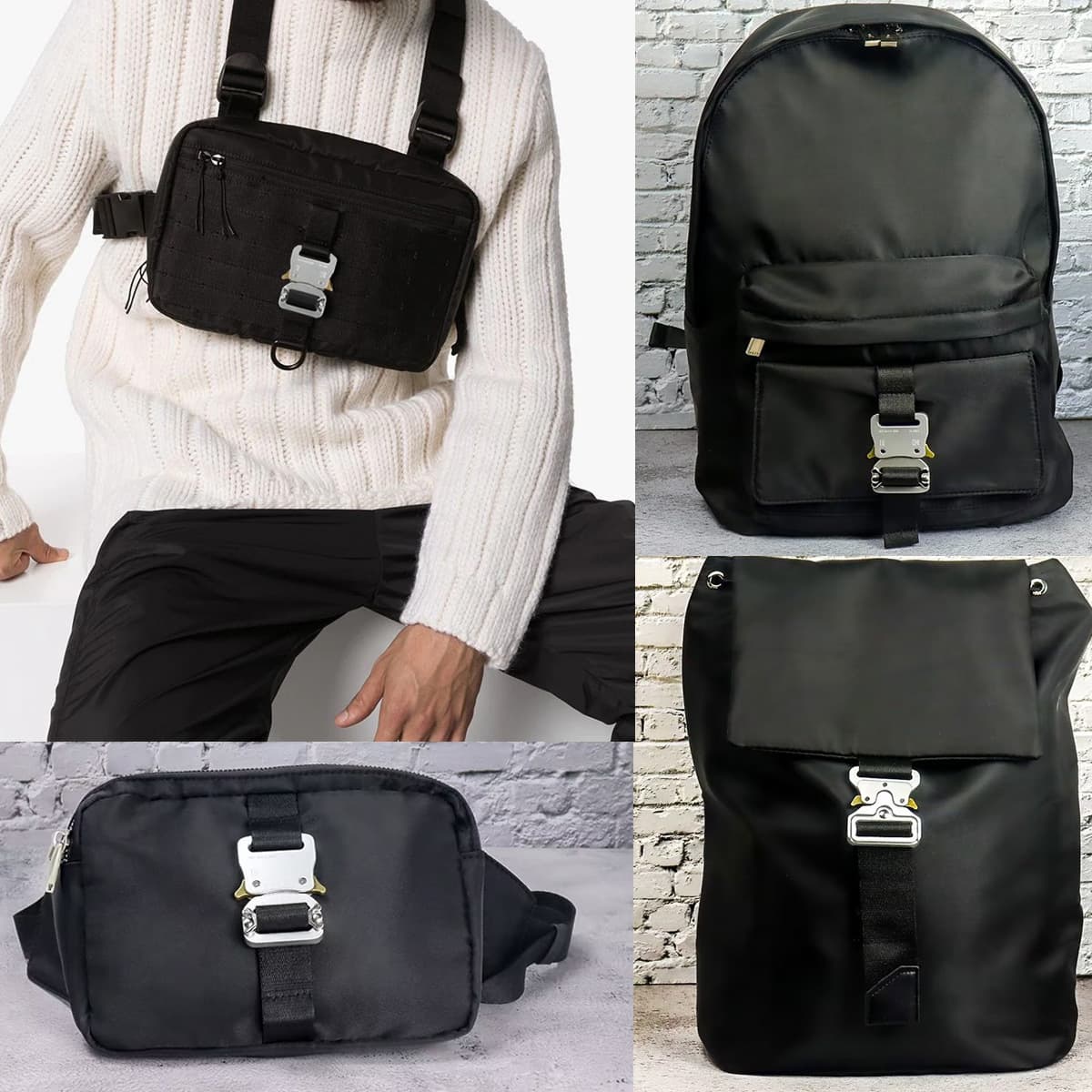 1017Alyx Double Zipper Tactical Chest Bag Black Men's High Street Hip Hop Backpack Shoulder Bag Student Trendy Brand Bag
