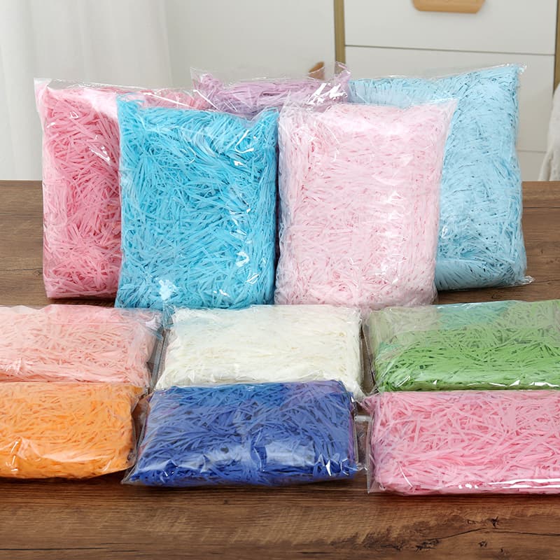 Colored raffia shredded paper strips wedding gift bag candy box filler crinkle paper nest grass manufacturer wholesale