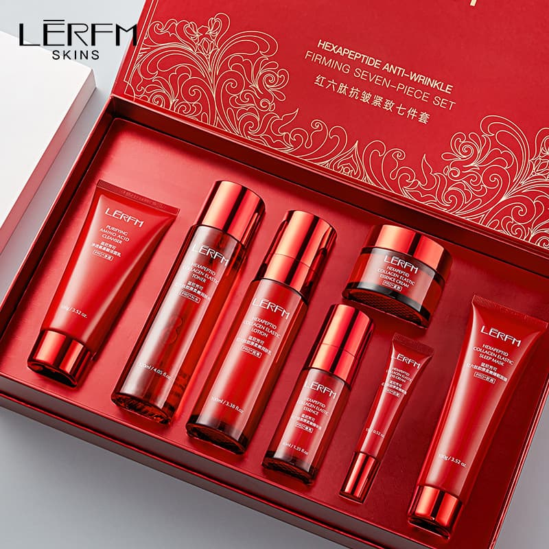 Lanifangkohong six peptide anti-wrinkle firming seven-piece skin care product firming anti-wrinkle hydrating and moisturizing cosmetics wholesale