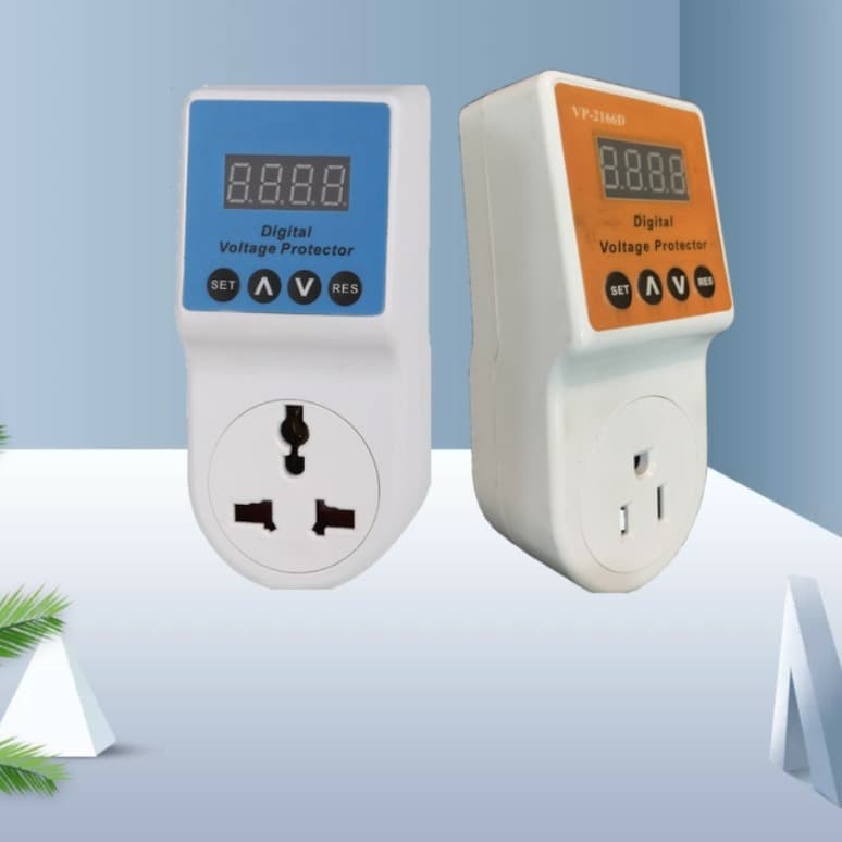 Cross-border model digital adjustable voltage protector socket for TVs, refrigerators, and freezers, US and European standard protection.