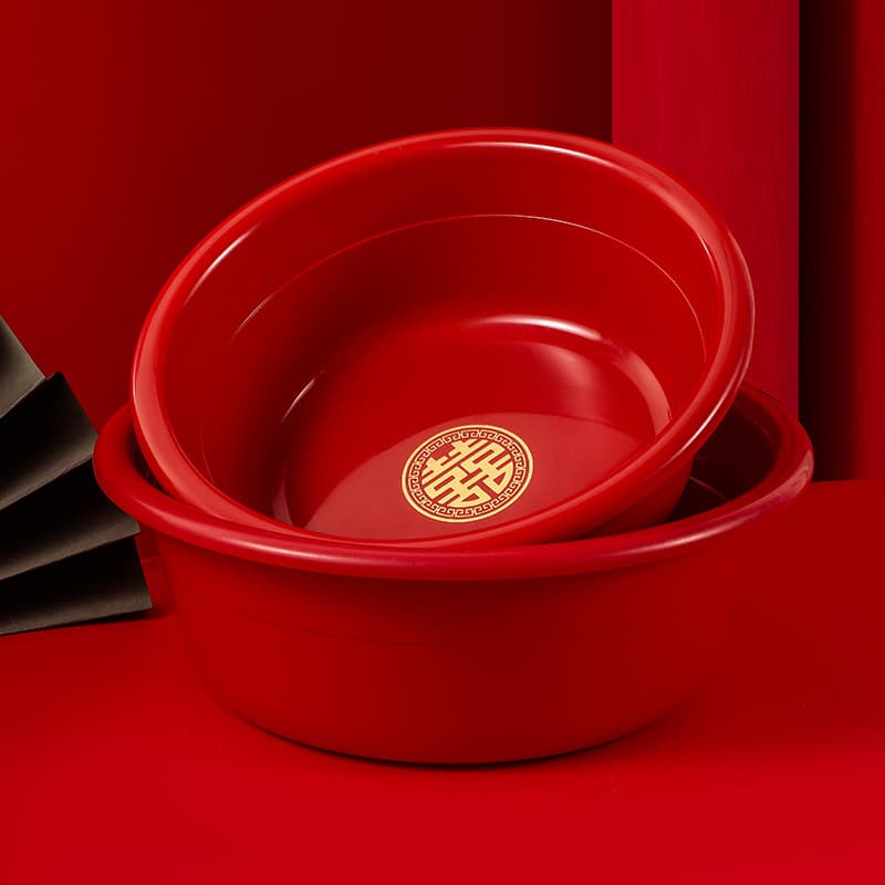Wedding Basin Dowry Red Washbasin Wedding Supplies Bride Dowry Plastic Washbasin