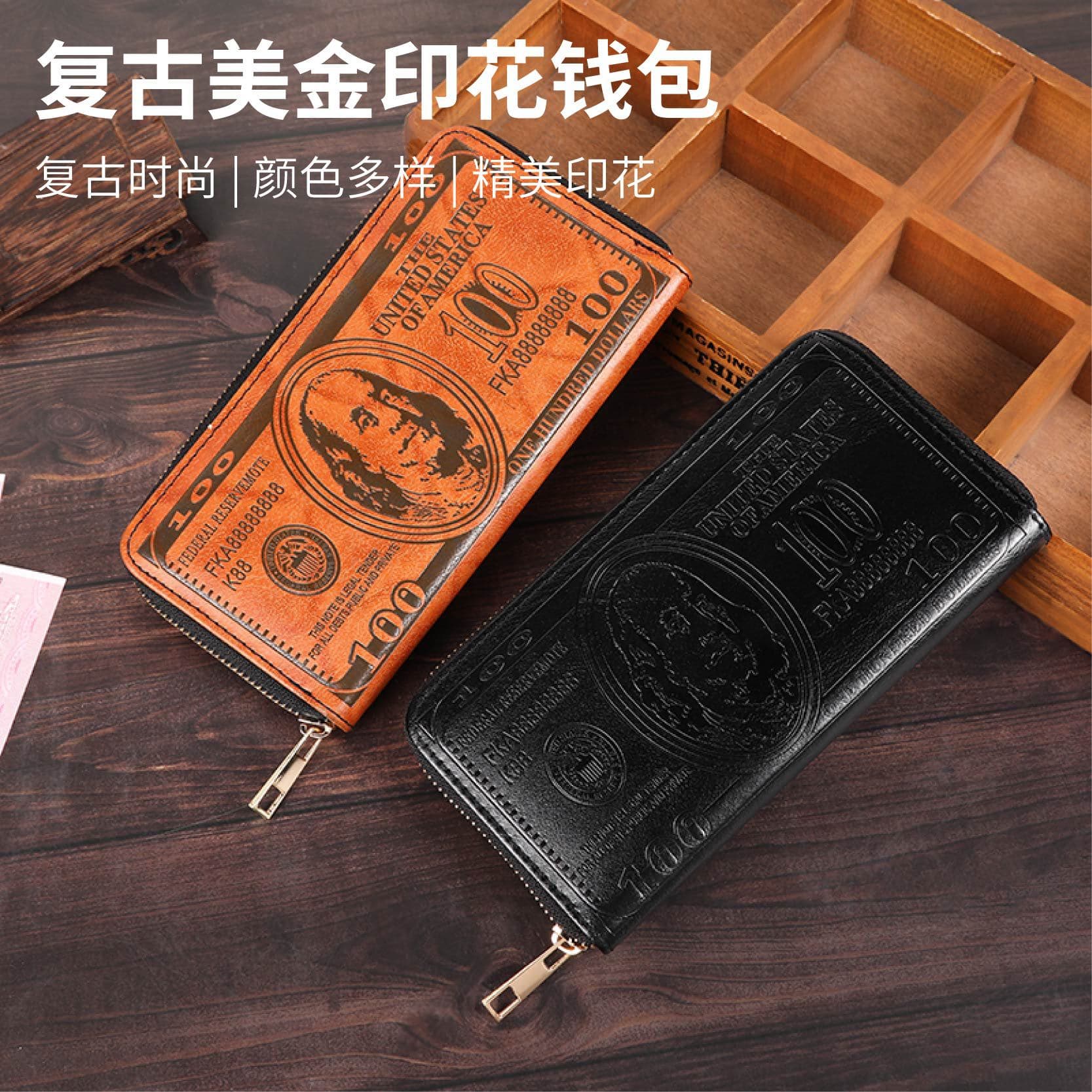 Creative Zero Wallet for Foreign Trade, Amazon Buckle Magnetic Snap Dollar Wallet, Vintage Men's Money Clip with Hundred Dollar Bill Design