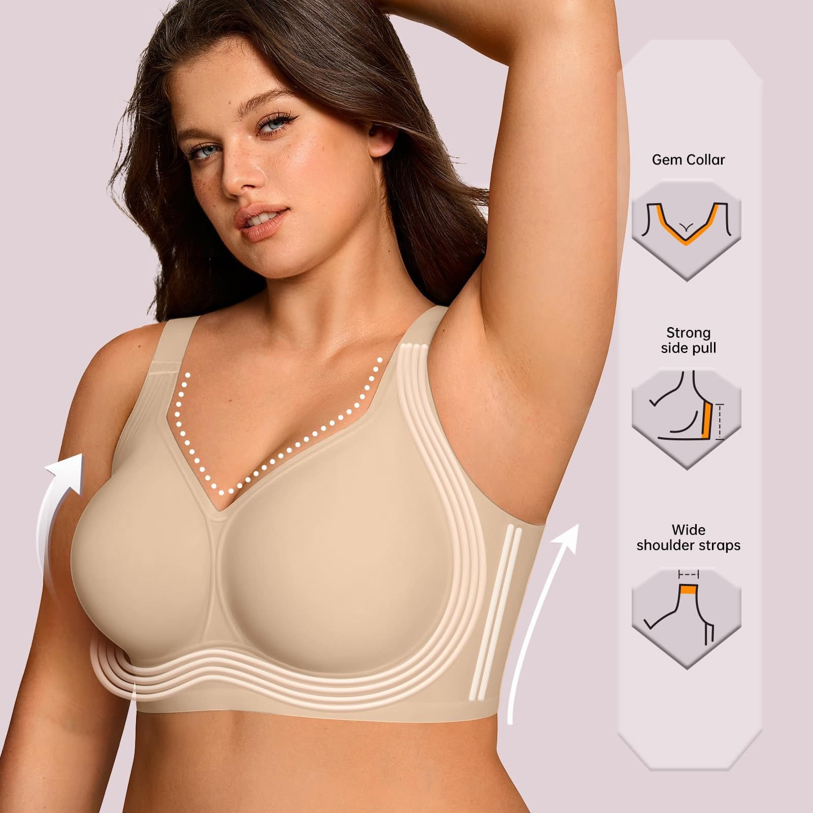 High-Quality Seamless Push-Up Bra for Women, No Steel Ring, Lifts and Prevents Sagging, Minimizes Large Bust