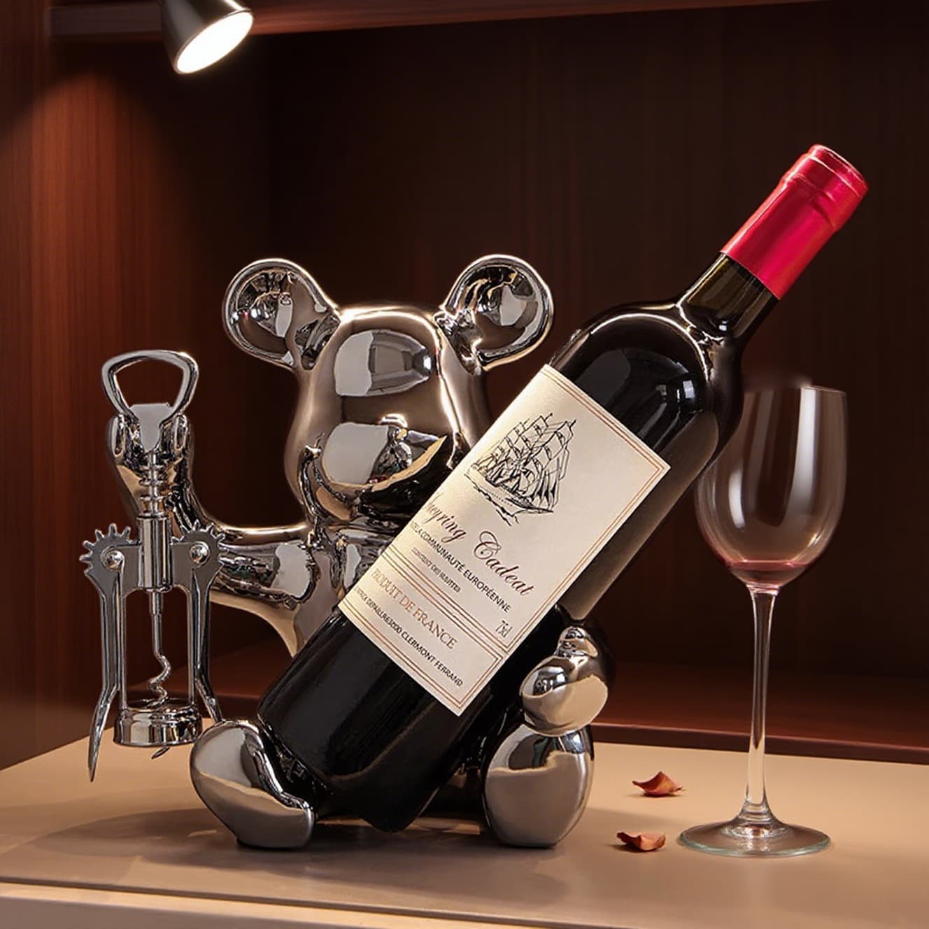 Violent Bear red wine rack ornaments housewarming decoration entrance hall living room sideboard high-end wine cabinet decoration ornaments