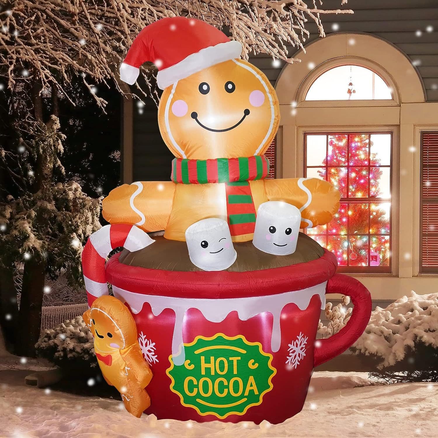 Custom Cross-Border Inflatable Gingerbread Man Christmas Glowing Decoration Holiday Creative Theme Party Decor