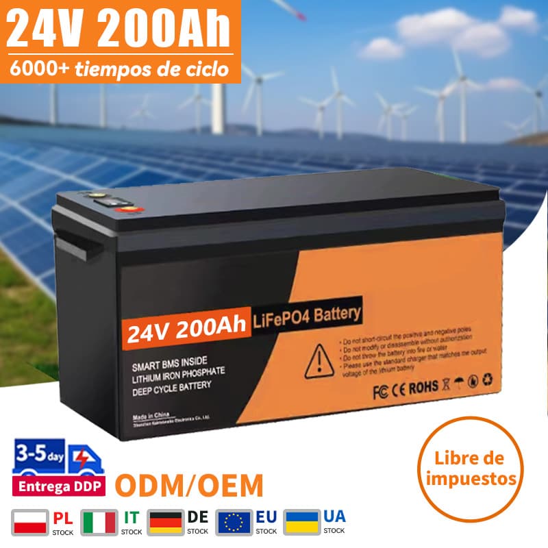 24V 200Ah Batería de iones de litio con BMS 230Ah 12V 100Ah