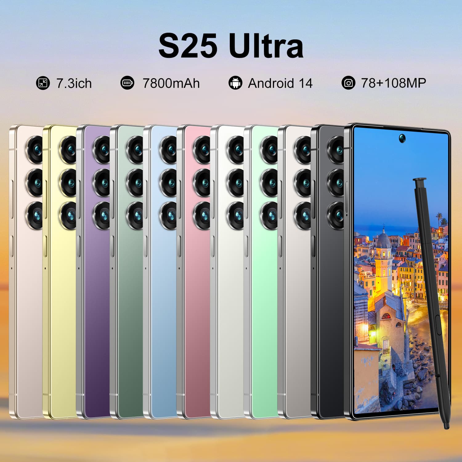 S25 Ultra new cross-border smartphone, 7.3-inch punch-hole screen, octa-core Android 14 3+64