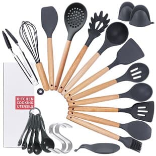 Wholesale Amazon Silicone Wood Handle Kitchen Tool 9-Piece Set, Non-Stick Spatula Spoon Set, Kitchen Tools for Home